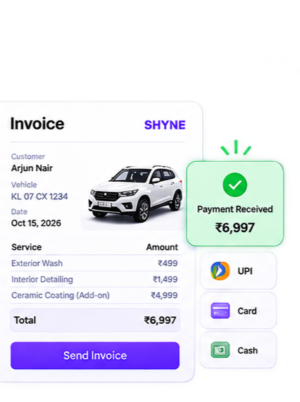 Digital invoice showing paid and pending payment tracking